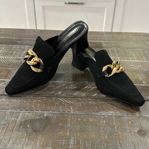 NEWBELLA Mules Mousse Fit Women Knit Heeled Sandals Pointed Toe- Size 7 1/2